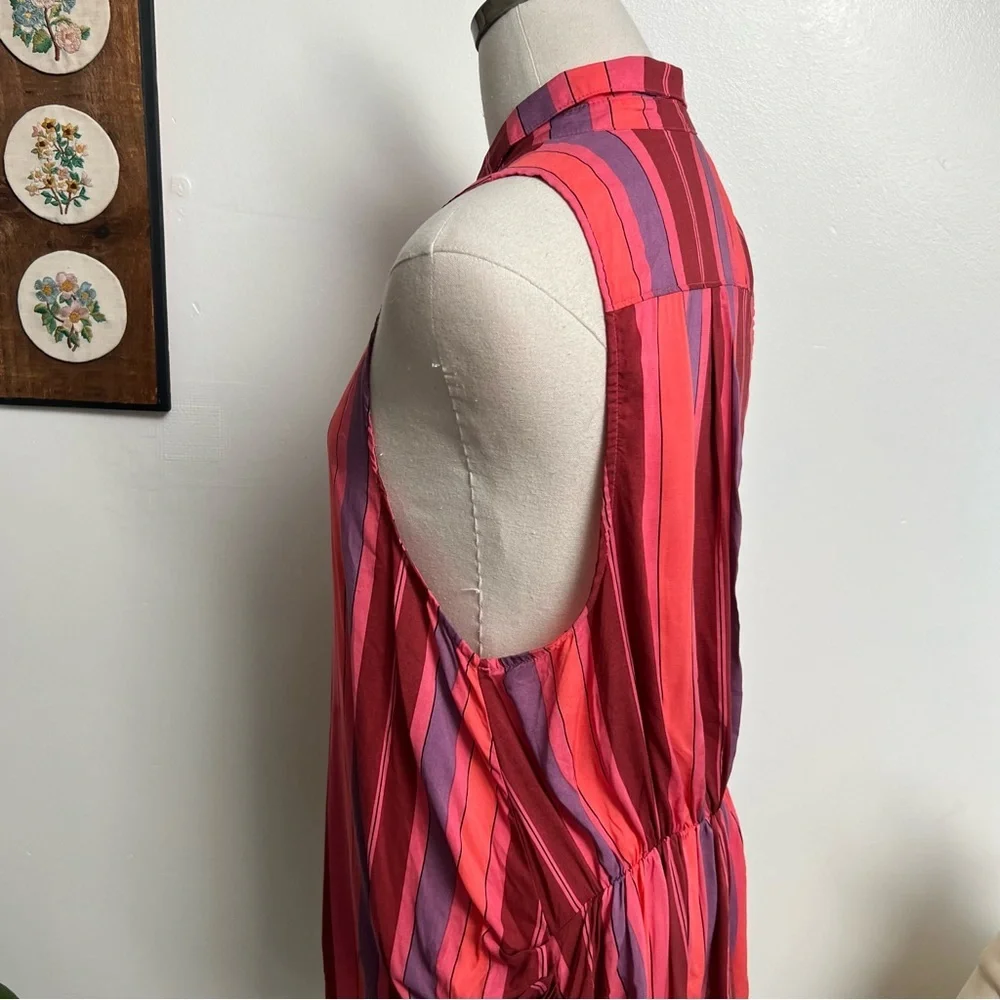 Free People Mackenzie Striped Sleeveless Tie Wrap Multicolor Top Shirt medium